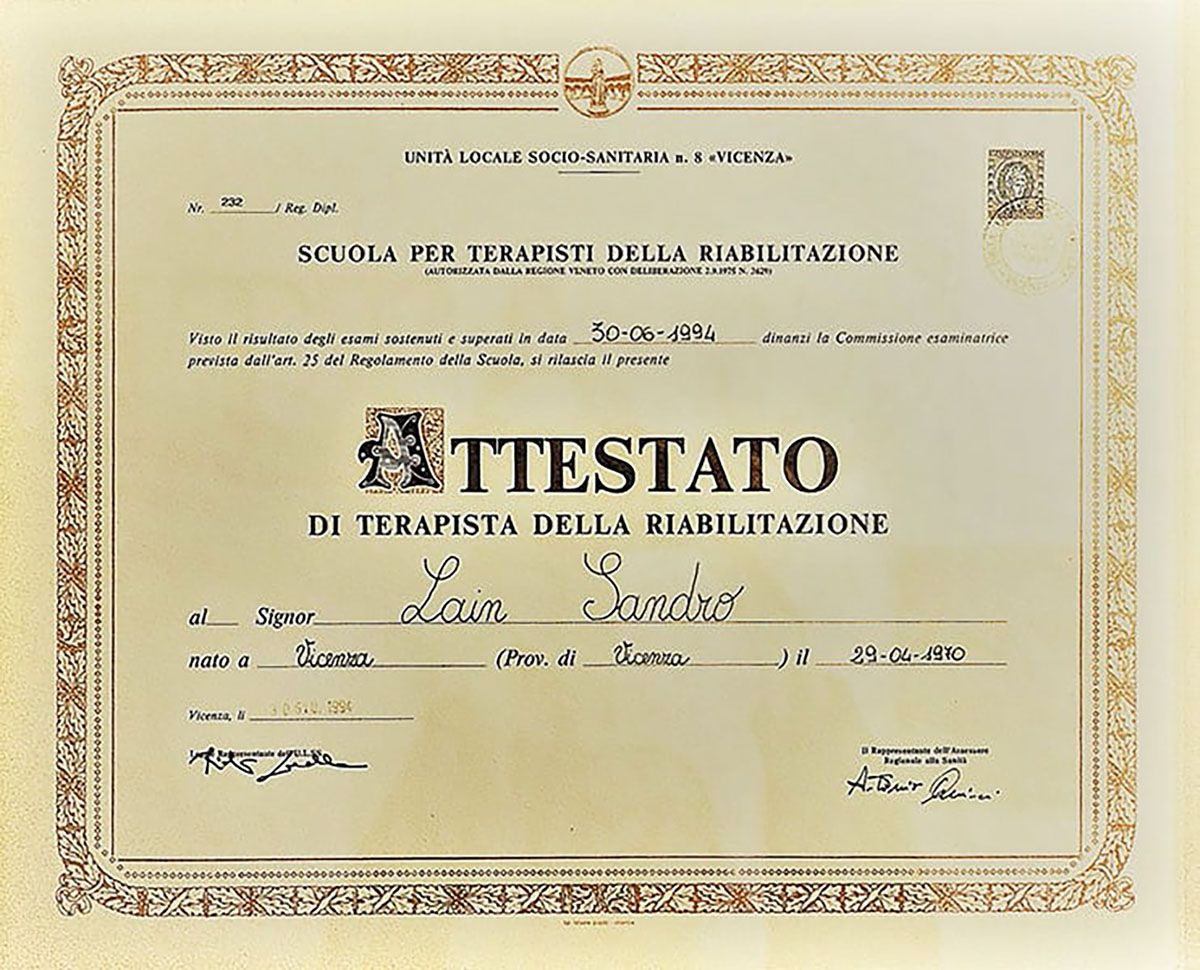 Diploma albo Dottor Sandro Lain Diploma albo Dottor Sandro Lain